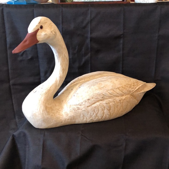 Swan extra large decoy figure 28”” long by 17” high by 10” wide; rustic, signed